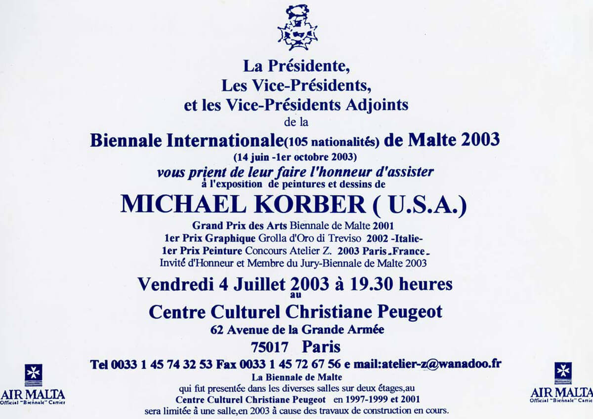 Photo of the Invite - Paris Exhibition of Michael J. Korber