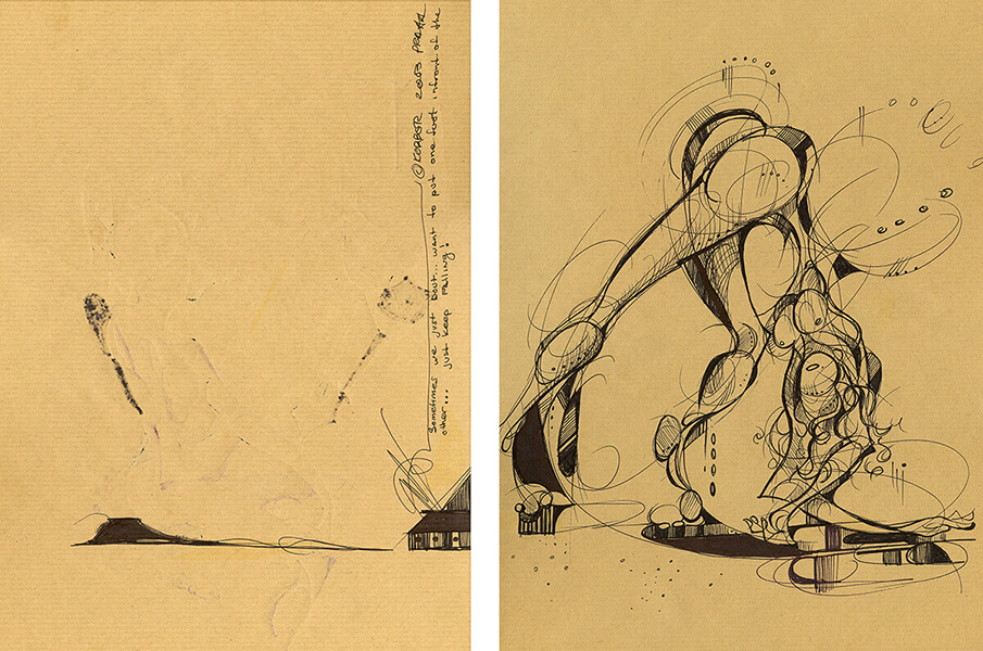Photo from artist Michael J. Korber's Artist Sketchbook from Prague, Czech Republic in ink on paper