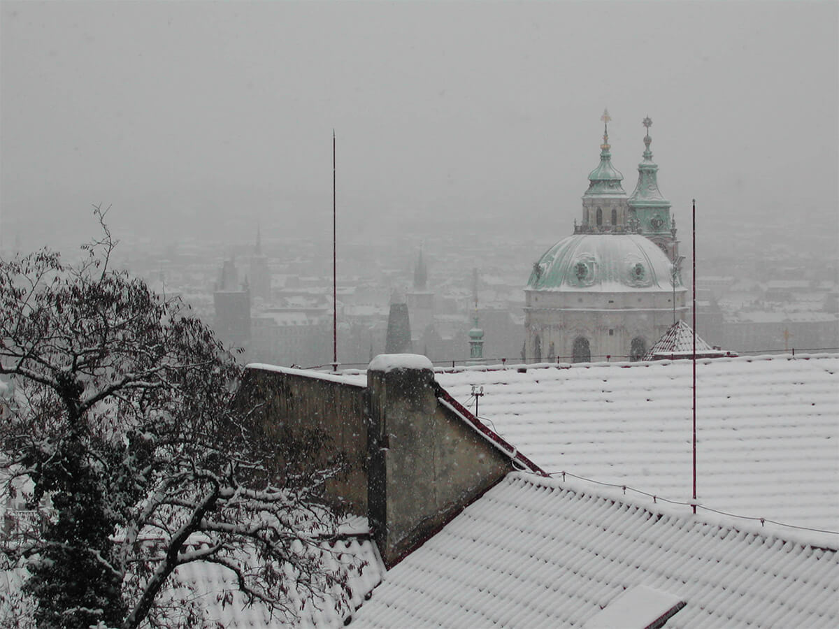 Photo of Snow on the roof tops in Prague, Czech Republic