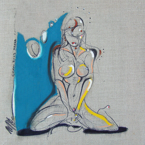 Photo of a drawing titled Forever a tease by artist Michael J. Korber in Ink and oil pastels