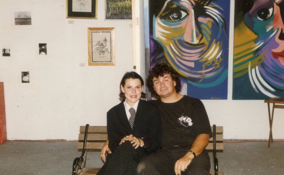 Photo of Artist Michael J. Korber's with Lene at an event at the Unarmed Underground in West Palm Beach, Florida.