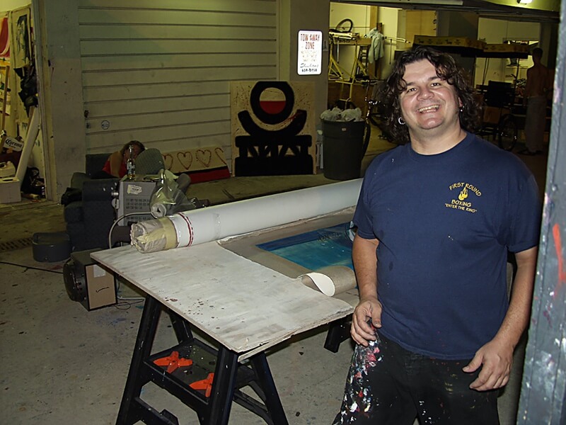 Photo of artist Michael J. Korber, packing up shop from his West Palm Beach Atelier before his departure to Europe.