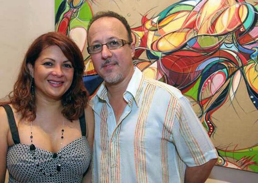 Photo of Guests at Ballajá Barracks at Museo de las Américas in Old San Juan, Puerto Rico at the artist and painter Michael J. Korber's Art Retrospective Exhibit reception, titled A decade of line and color, in 2007.