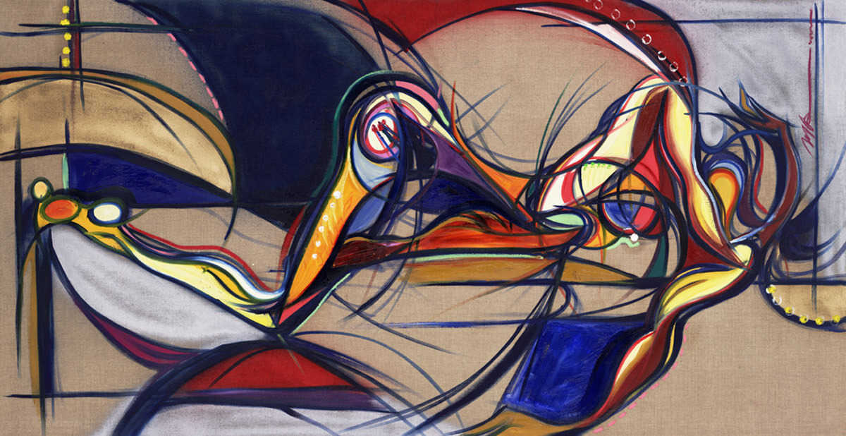 Photo of a painting titled - Reclining nude in oil on linen by artist Michael J. Korber