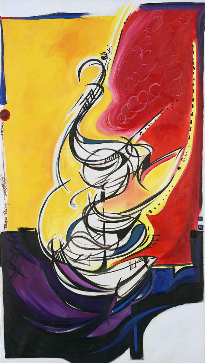 Photo of a painting titled Tempos raising by artist Michael J. Korber on oil on primed canvas