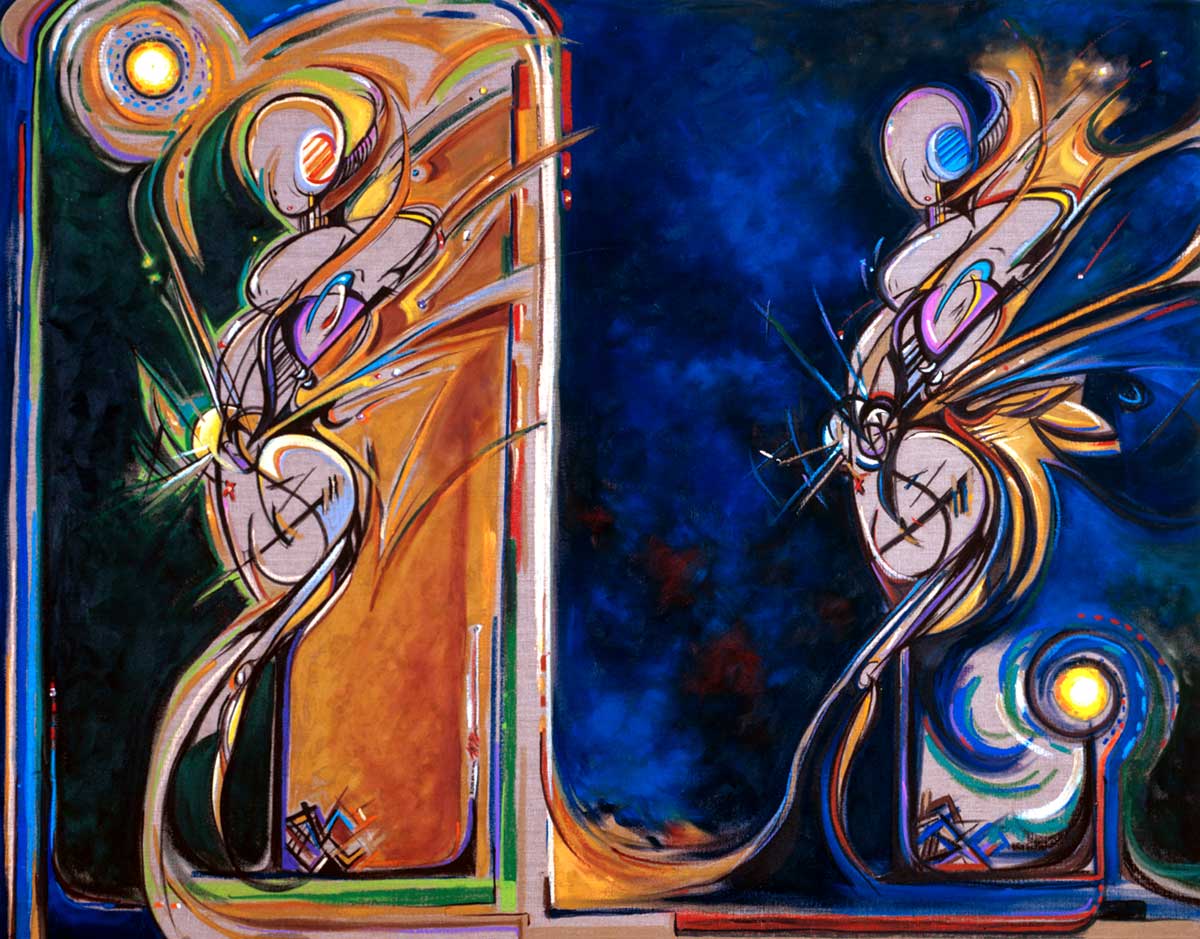 Photo of a painting by artist and painter Michael J. Korber's titled Double sides of Venus in oil on linen at Palm Beach Studios in West Palm Beach, Florida.
