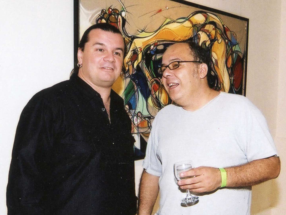 Photo of Michael Korber with Eric Bonici, Publisher of Art Premium Art Magazine in Canvas Fine Arts Gallery , San Juan - Puerto Rico