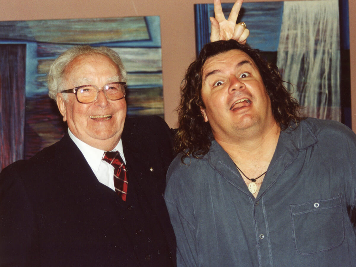 Photo of Michael Korber with Chevalier William Gruer - at the 2001 Malta International Art Biennale, Malta