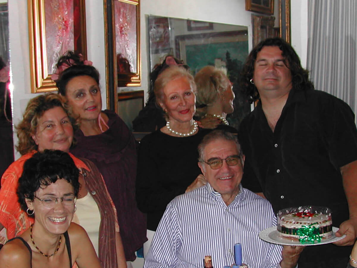 Photo of Michael Korber with Dame Françoise Tempra, Eva Kover, Charles and Evelyn DiBona and friends in Villa Tempra. Mgarr Malta - korber-art-encounters-21.jpg