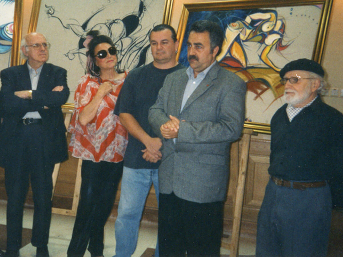 Photo of Fr Marius Zarafa Former Director General of the National Museums – Malta and Vice President of the Malta International Art Biennale, Dame Francoise Tempra founder and President of the Malta International Art Biennale, Michael Korber, Mayor Paul Vela of Mgarr, and Maltese Artist Anton Aguis at the  Tempra Museum of Contemporary Art